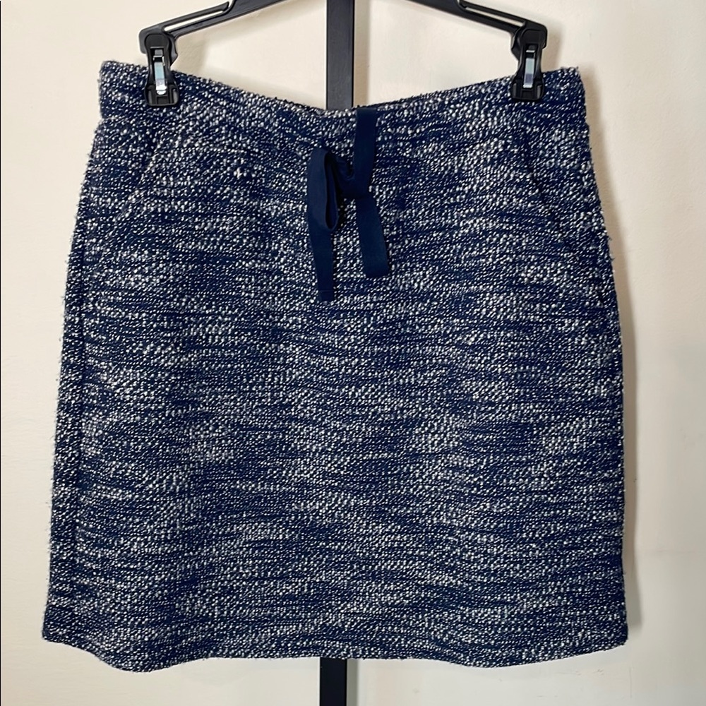 LOFT Blue and White Pencil Skirt Knee-Length Casual